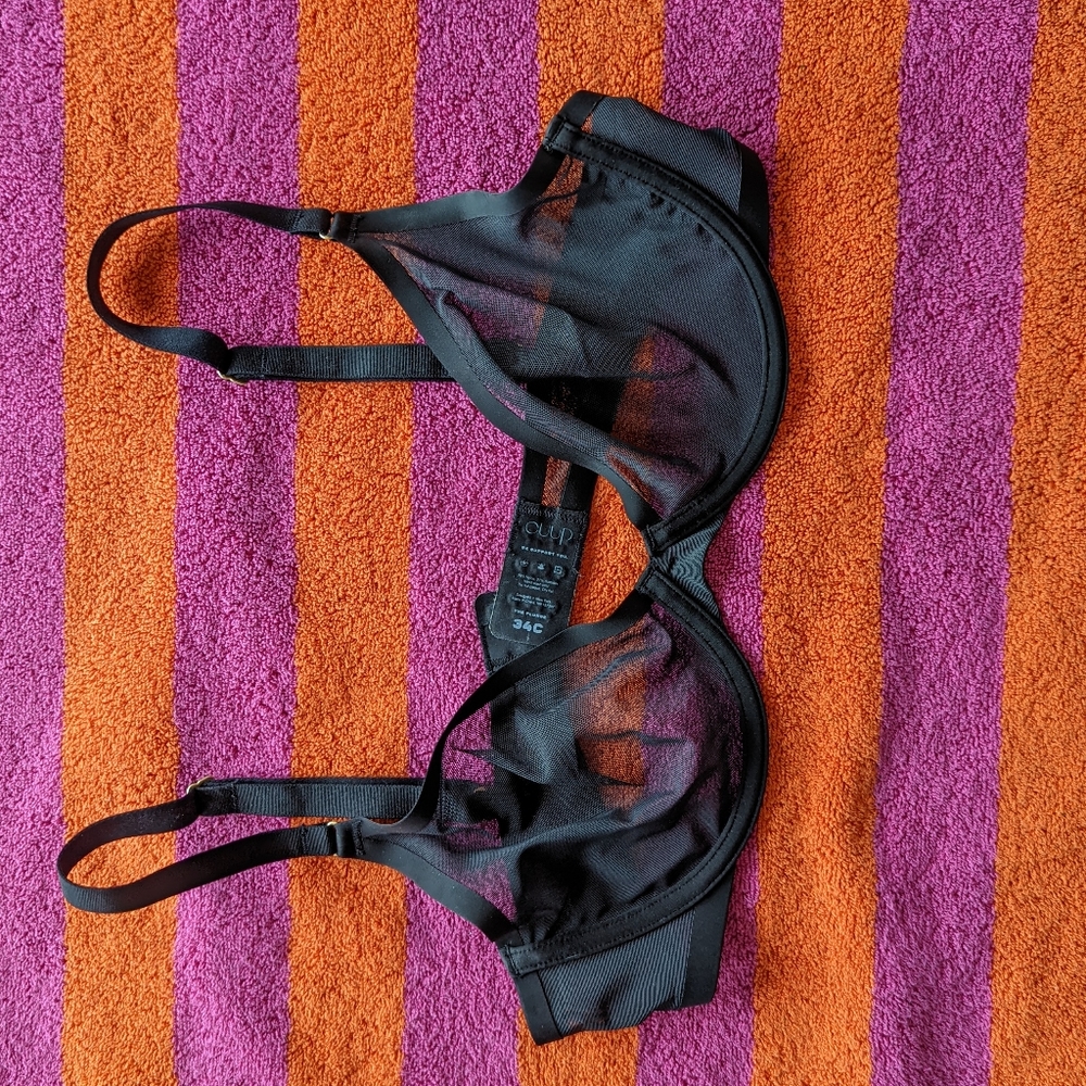 CUUP plunge bra 34C black mesh